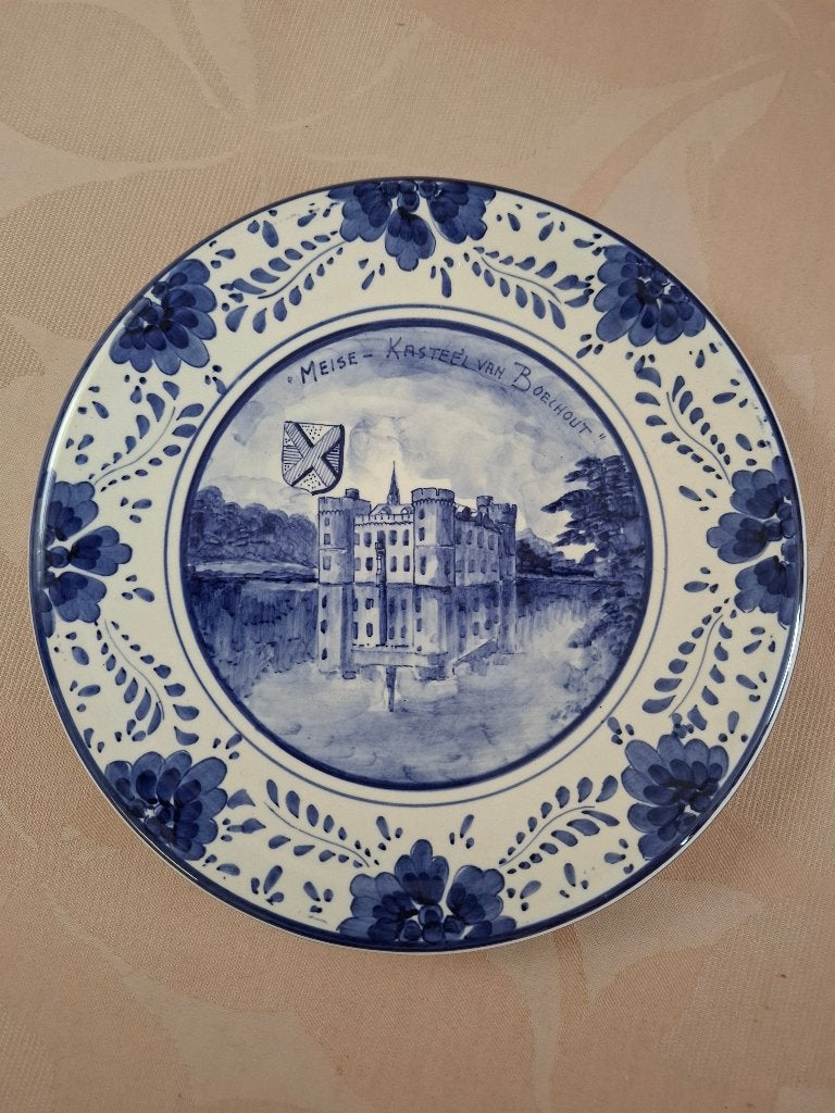 Bord Delfts Blauw Meise - kasteel van Bouchout - chateau, Antiek en Kunst, Ophalen of Verzenden