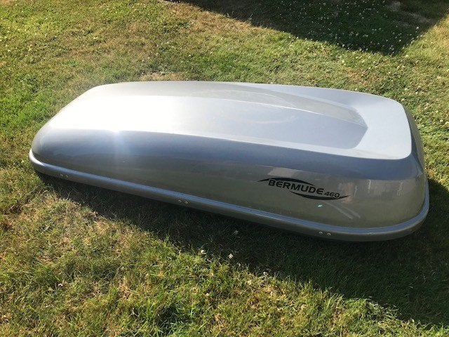 Dakkoffer Norauto Bermude 460 Zilver met Thule Alu dragers, Auto diversen, Ophalen, Gebruikt