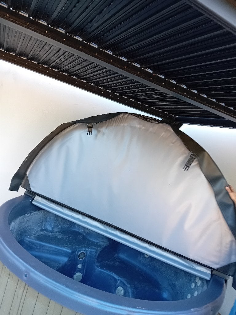 Jacuzzi afdekkap, Jardin & Terrasse, Bains à remous et Spas, Enlèvement, Comme neuf, Fixé