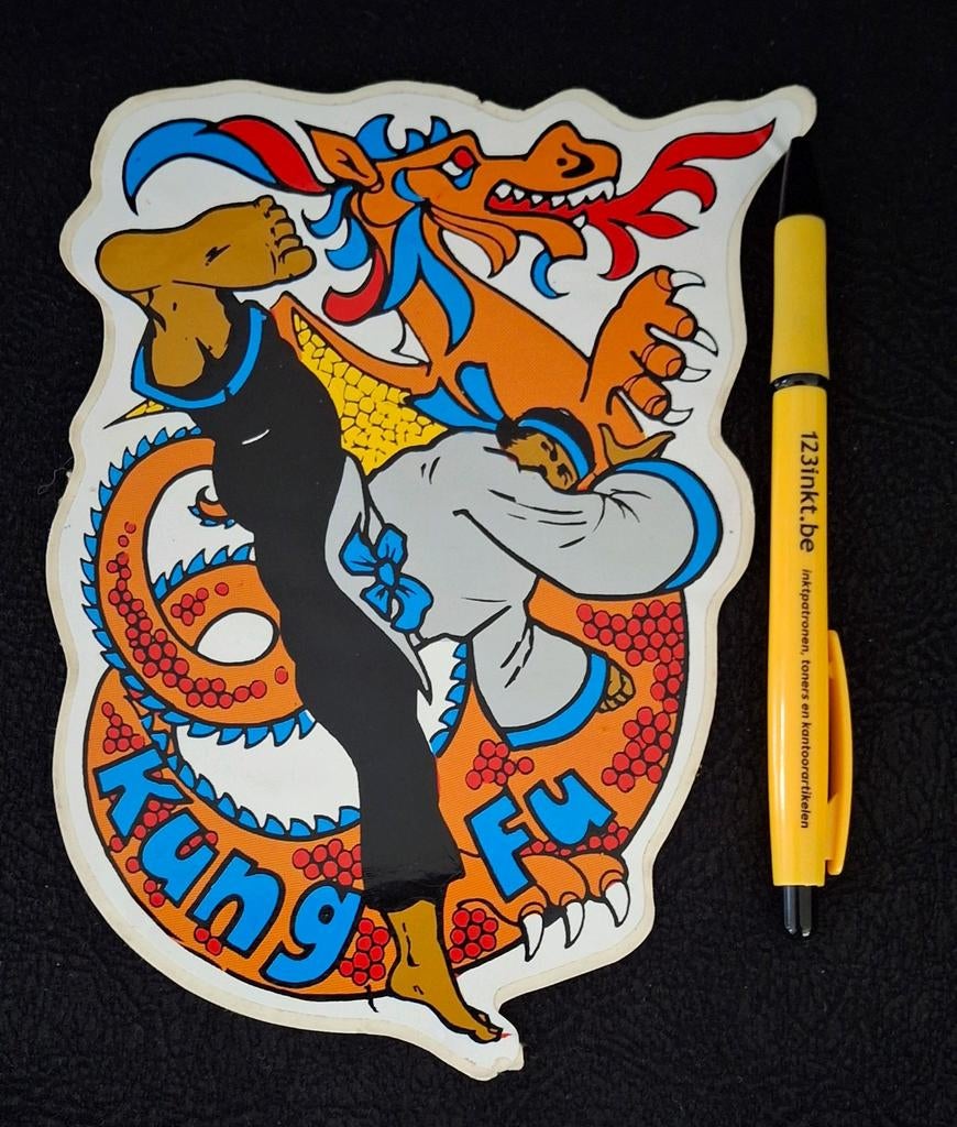 Grand autocollant de carnaval vintage Kung Fu dragon, Enlèvement ou Envoi, Comme neuf, Cinéma, Télévision ou Audiovisuel