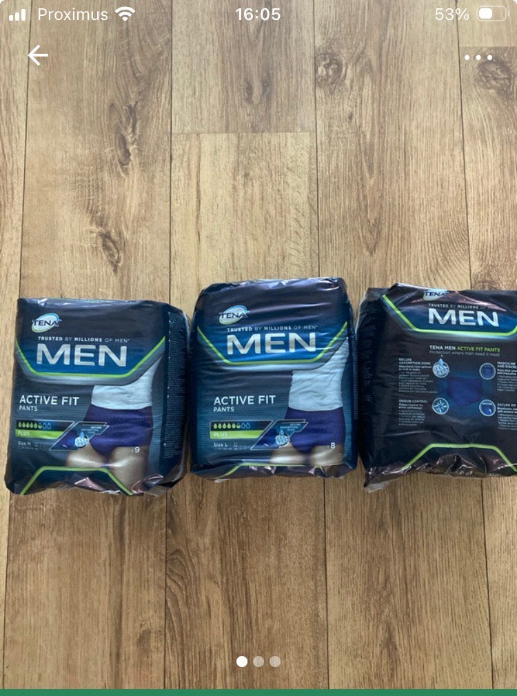 Tena men medium 15 pakken large 3 pakken, Diversen, Verpleegmiddelen, Ophalen of Verzenden, Nieuw
