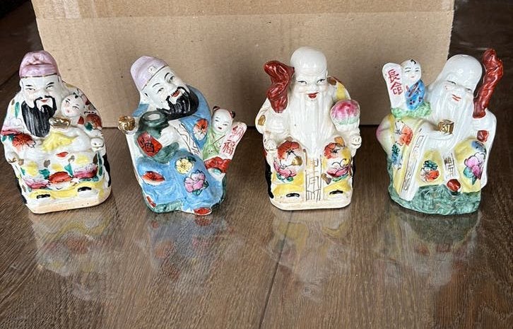 Figurines chinoises 4 pièces - Fu Lu Shou, Enlèvement ou Envoi, Utilisé, Humain