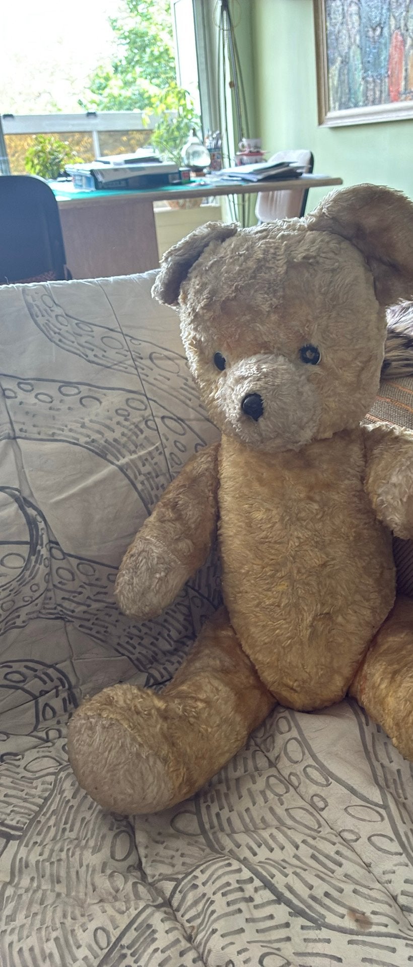 Eeuwenoude strobeer 56 cm, Verzamelen, Beren en Cherished Teddies, Ophalen of Verzenden, Gebruikt, Stoffen beer, Overige merken