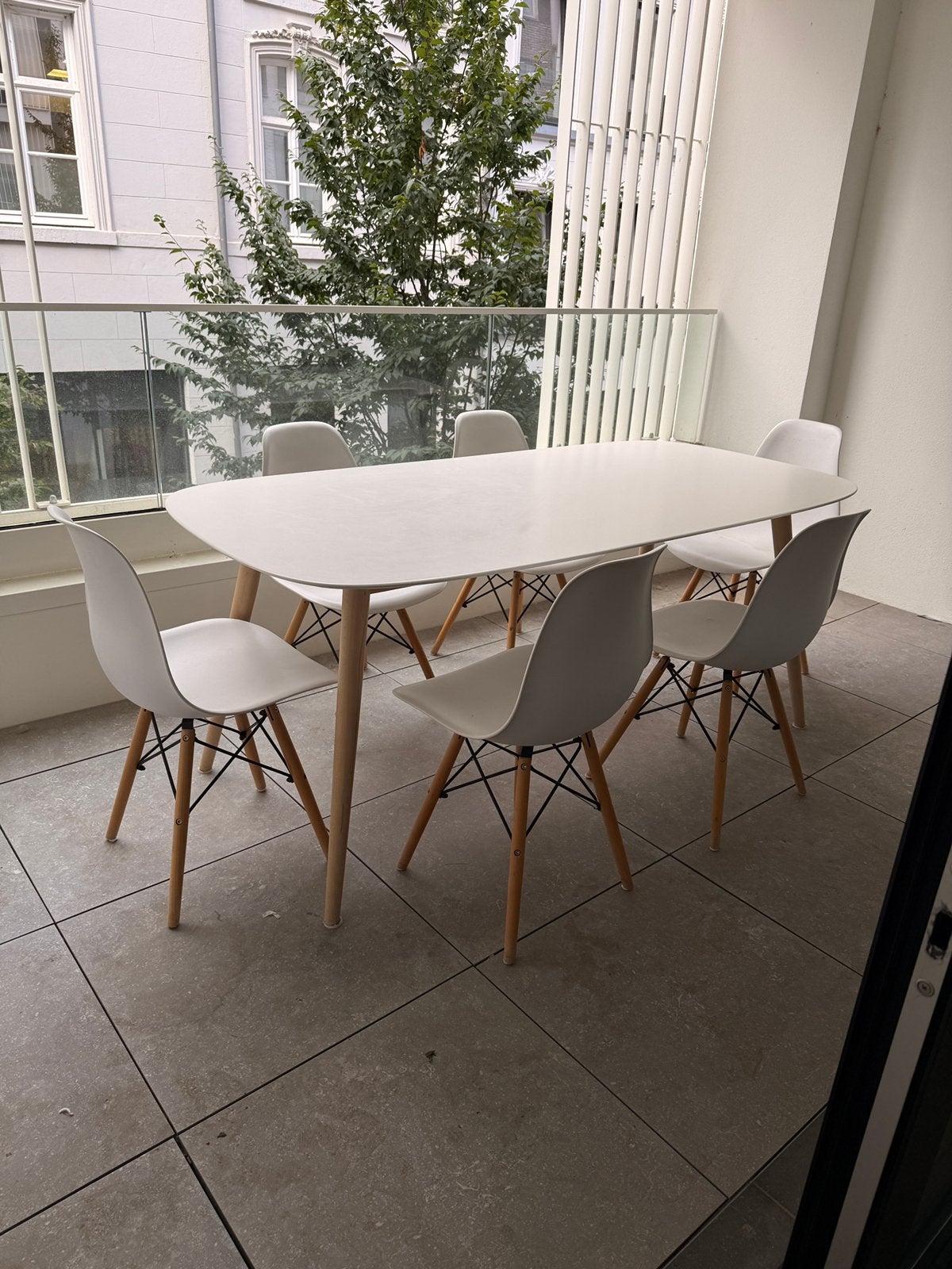 Witte tafel 180x90cm + 6 stoelen, Huis en Inrichting, Tafels | Eettafels, Ophalen, Gebruikt, Vijf personen of meer, Ovaal
