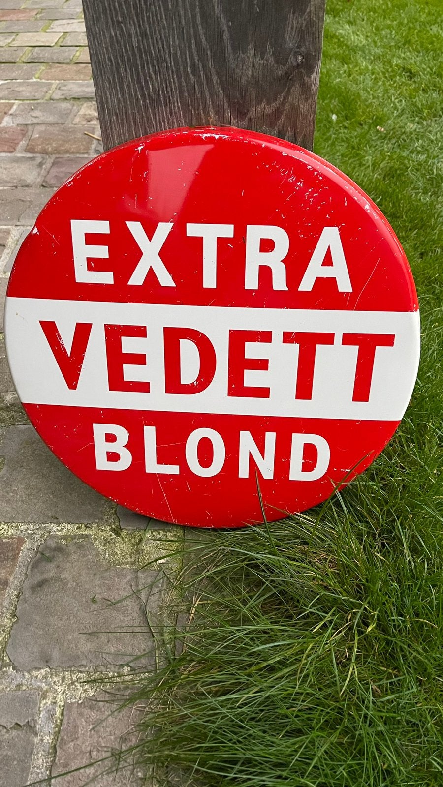 Panneau publicitaire en métal Veder., Enlèvement ou Envoi, Utilisé, Panneau publicitaire