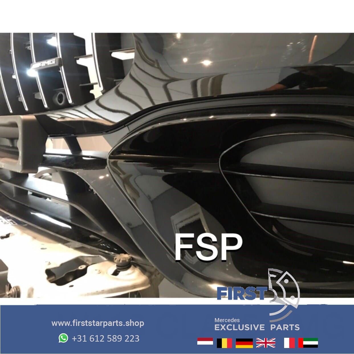 W118 CLA 45 AMG GT VOORBUMPER ZWART COMPLEET CLA45 Mercedes, Gebruikt, -, Voor, Ophalen of Verzenden