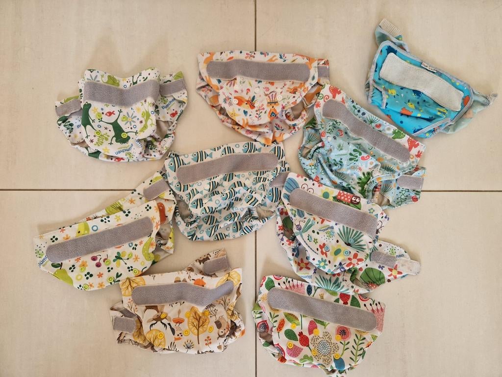 8 Overbroekjes wasbare luiers newborn Blümchen +1 popolini, Kinderen en Baby's, Ophalen