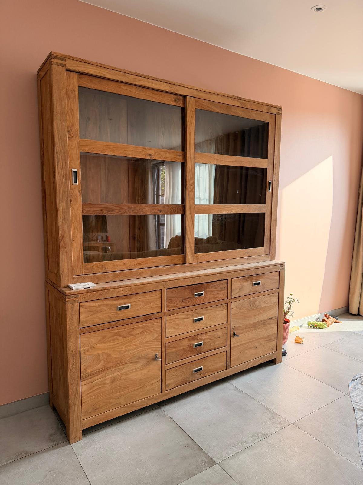 Teak buffetkast, Huis en Inrichting, Kasten | Buffetkasten, Ophalen, Gebruikt, 200 cm of meer, 150 tot 200 cm