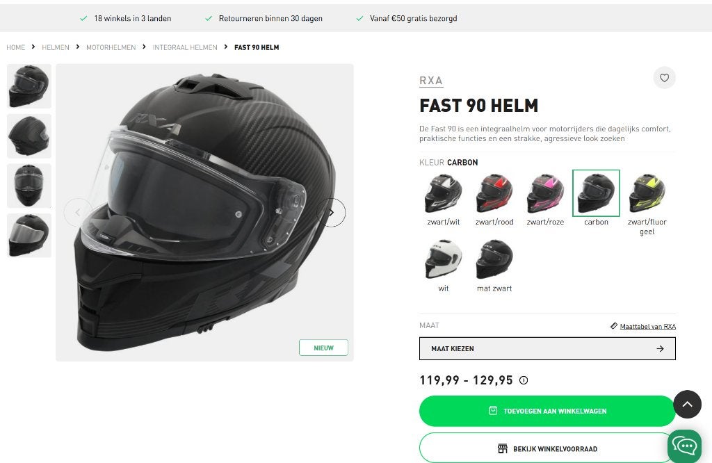 RXA Fast 90 Helm Carbon zwart MAAT S NIEUW, Femmes, Casque intégral, Enlèvement, S