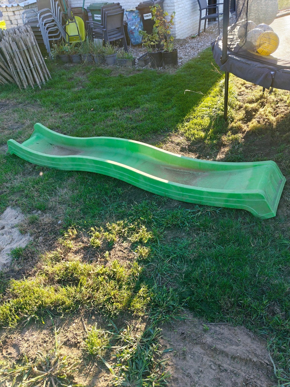Groene glijbaan in goede staat, Ophalen, Gebruikt, Glijbaan