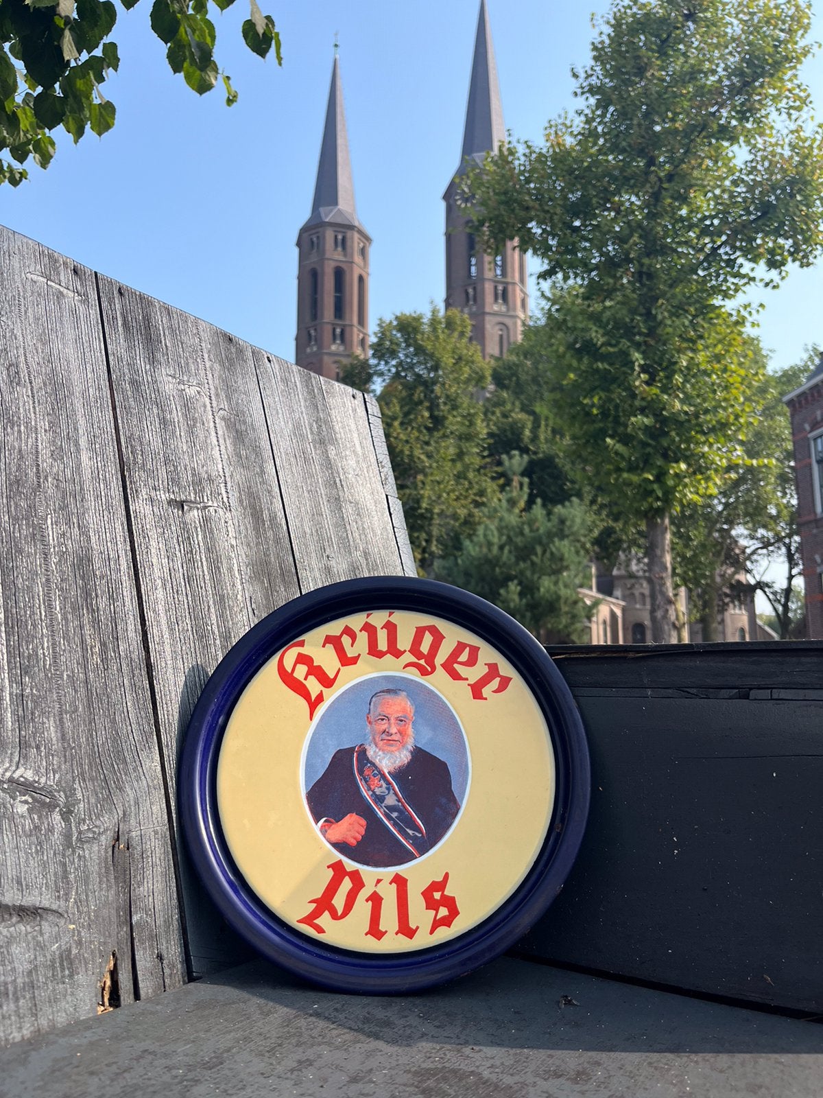 Kruger Dienblad Emaille Reclame Bord, Ophalen of Verzenden, Gebruikt, Reclamebord