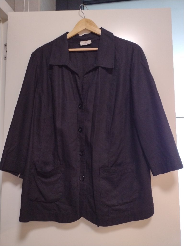 Zwart linnen jasje - Maat 48, Kleding | Dames, Ophalen, Zwart, Maat 46/48 (XL) of groter, Jasje