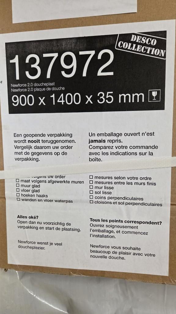 Desco doucheplaat 90x140, Ophalen, Nieuw, Douche