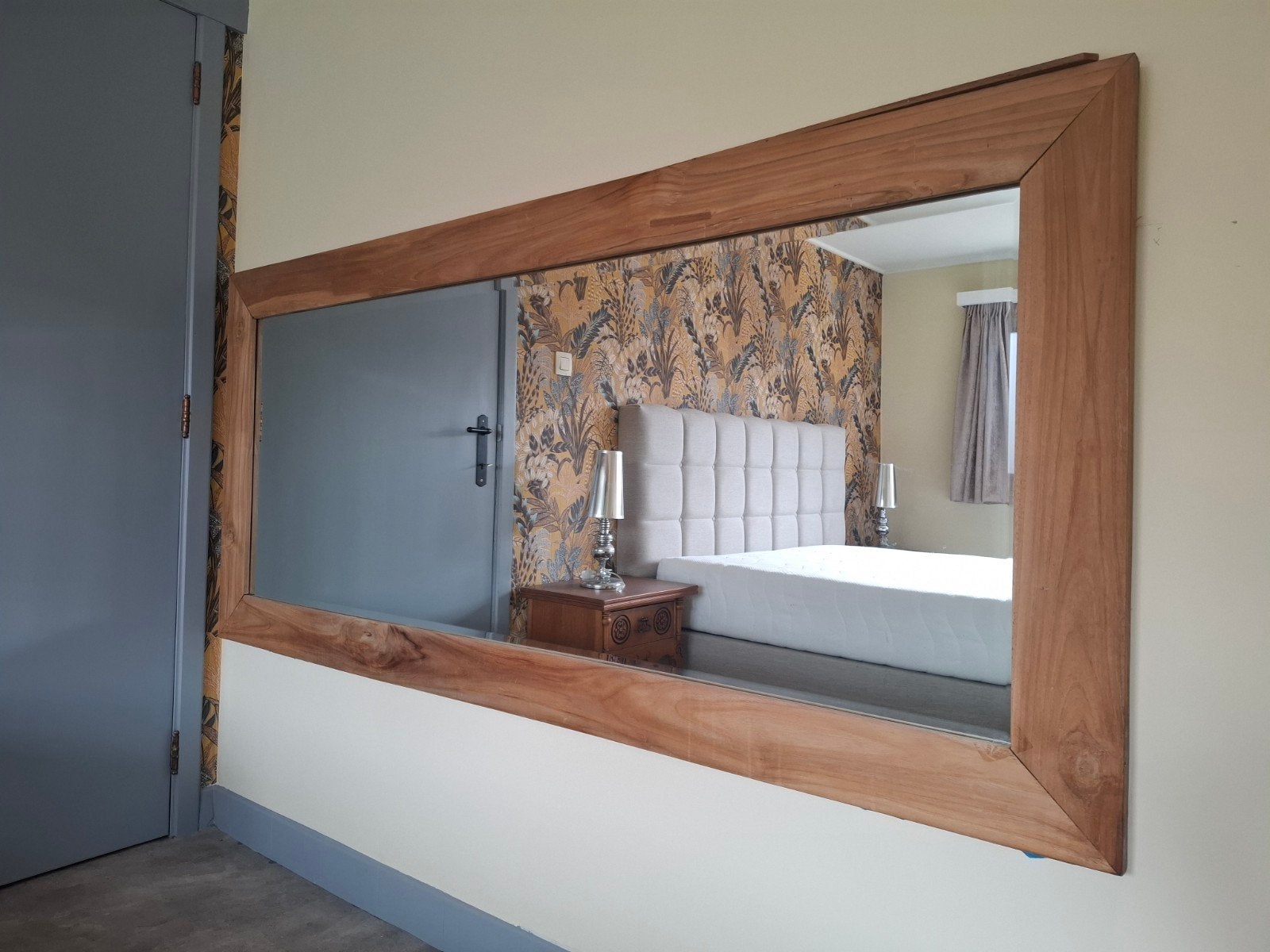 2x teak houten spiegel, Ophalen, 125 cm of meer, Zo goed als nieuw, Minder dan 100 cm