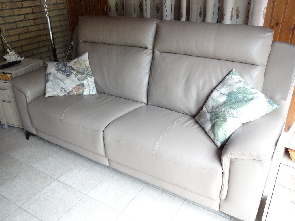 leder zitbank me 2 elek relaxen, Ophalen, Minder dan 75 cm, Driepersoons, Leer