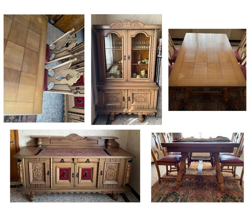 Salle à manger complète, Maison & Meubles, Salles à manger complètes, Enlèvement, Comme neuf, Vintage, 4 à 6 chaises