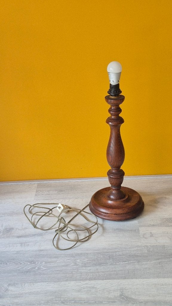 Vintage houten lampenvoet, Vintage, Enlèvement ou Envoi, 52 cm, Comme neuf