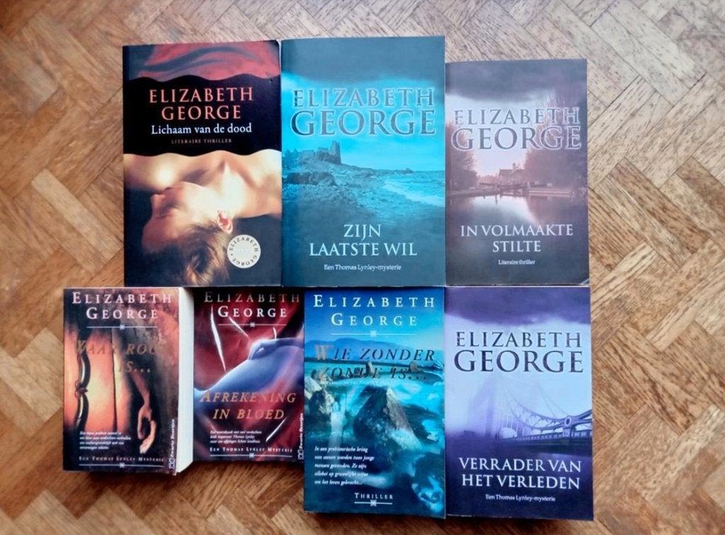 6 titels Elizabeth George, Boeken, Thrillers, Gelezen, Ophalen of Verzenden