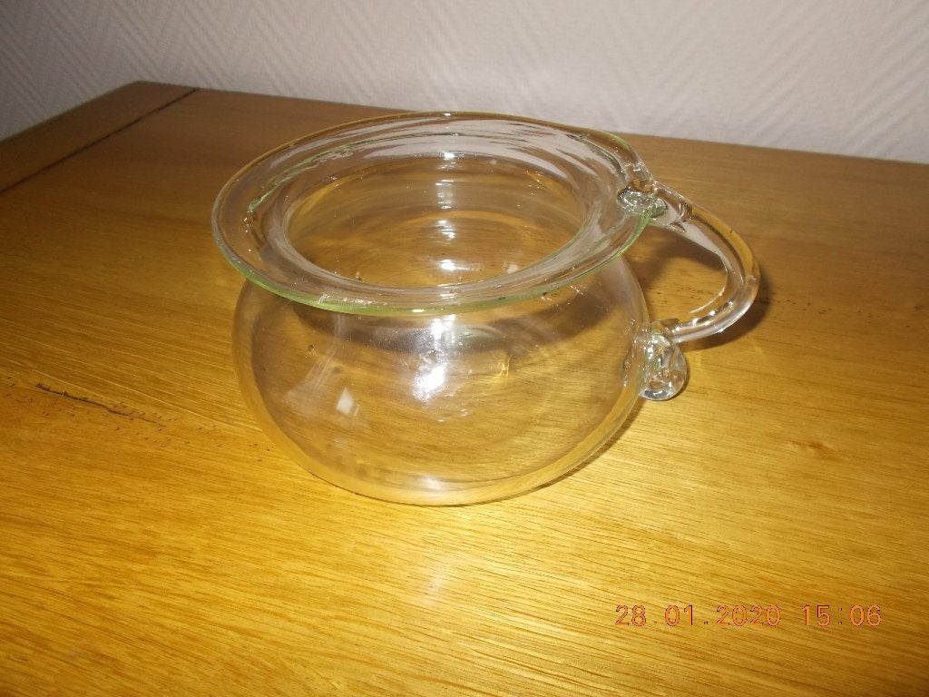 Ancien pot en verre transparent avec anse., Antiquités & Art, Enlèvement