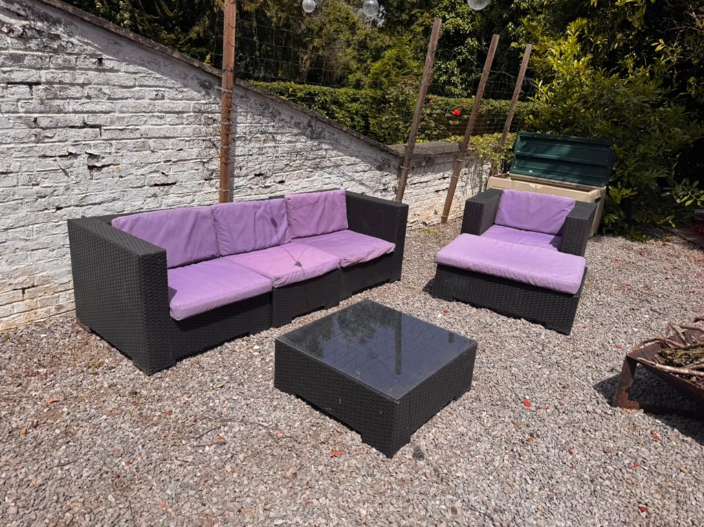 Salon de jardin avec coussins, Salons de jardin, Synthétique, Utilisé, Enlèvement