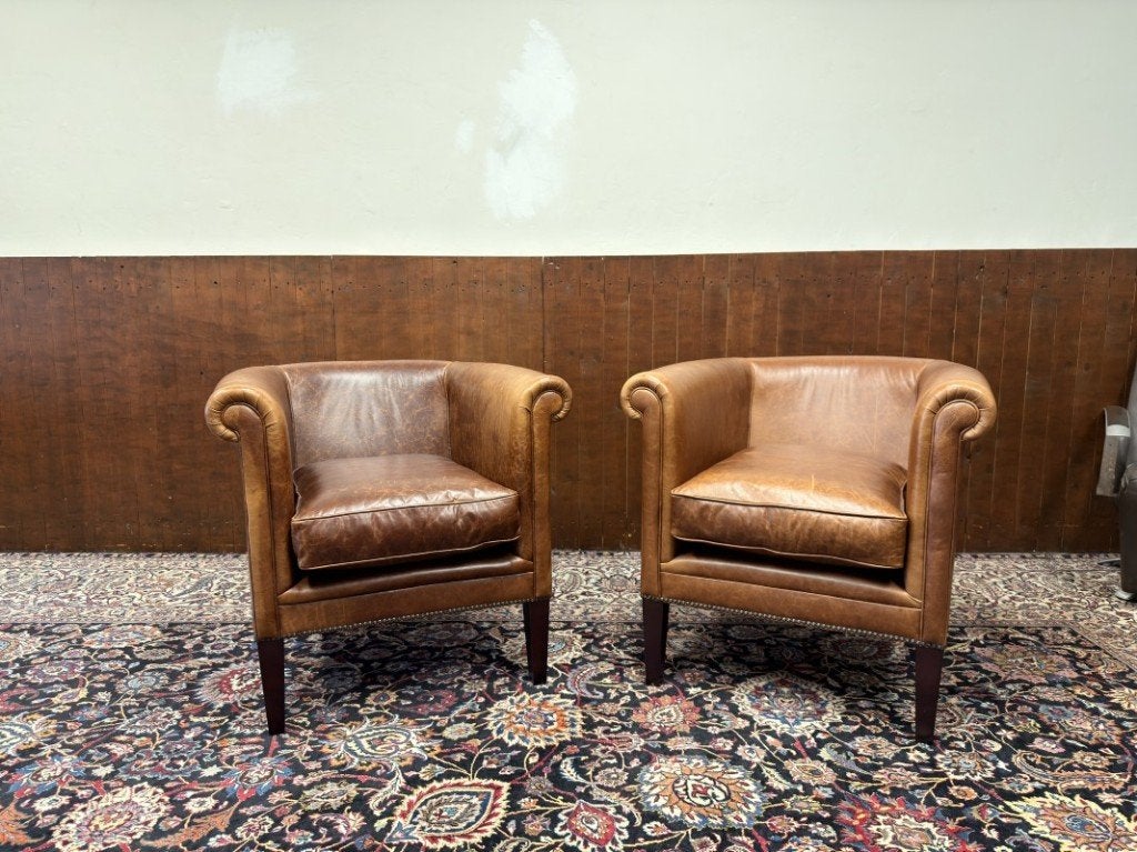 Set Klassiek Engelse Schaap Lederen Fauteuils Laura Ashley, Enlèvement ou Envoi