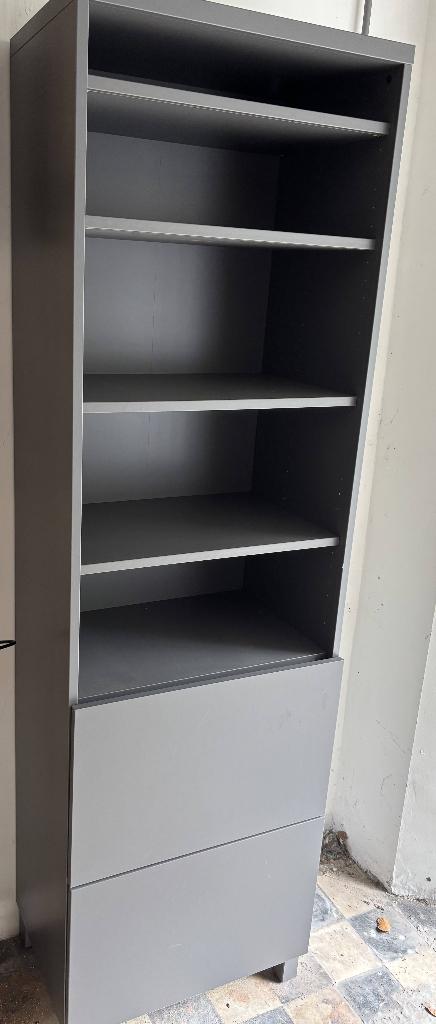 Wandrek met planken en lades, donkergrijs, Ophalen, Gebruikt