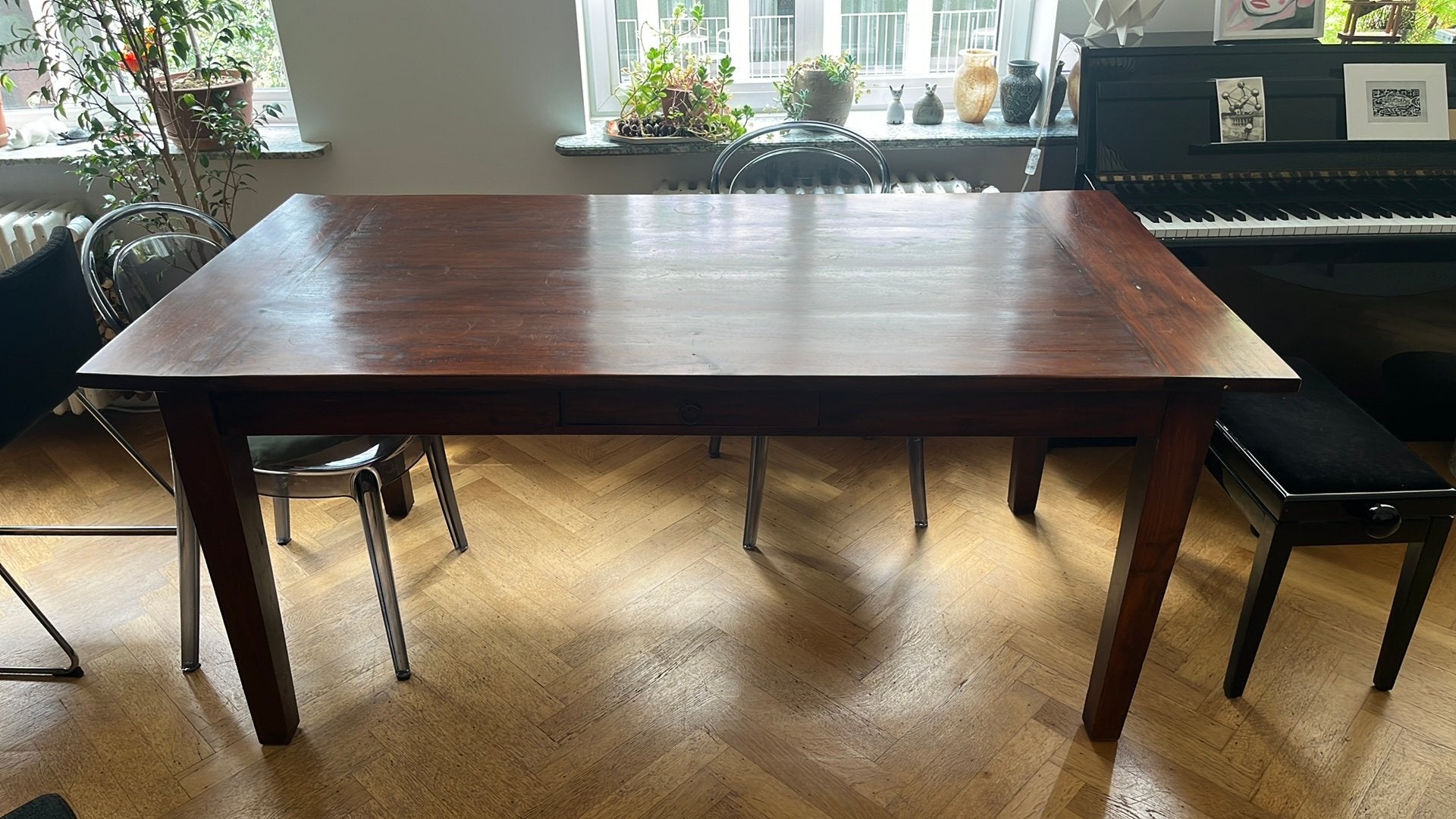 Table en bois massif 180x90, Maison & Meubles, 150 à 200 cm, Cinq personnes ou plus, Teck, Enlèvement