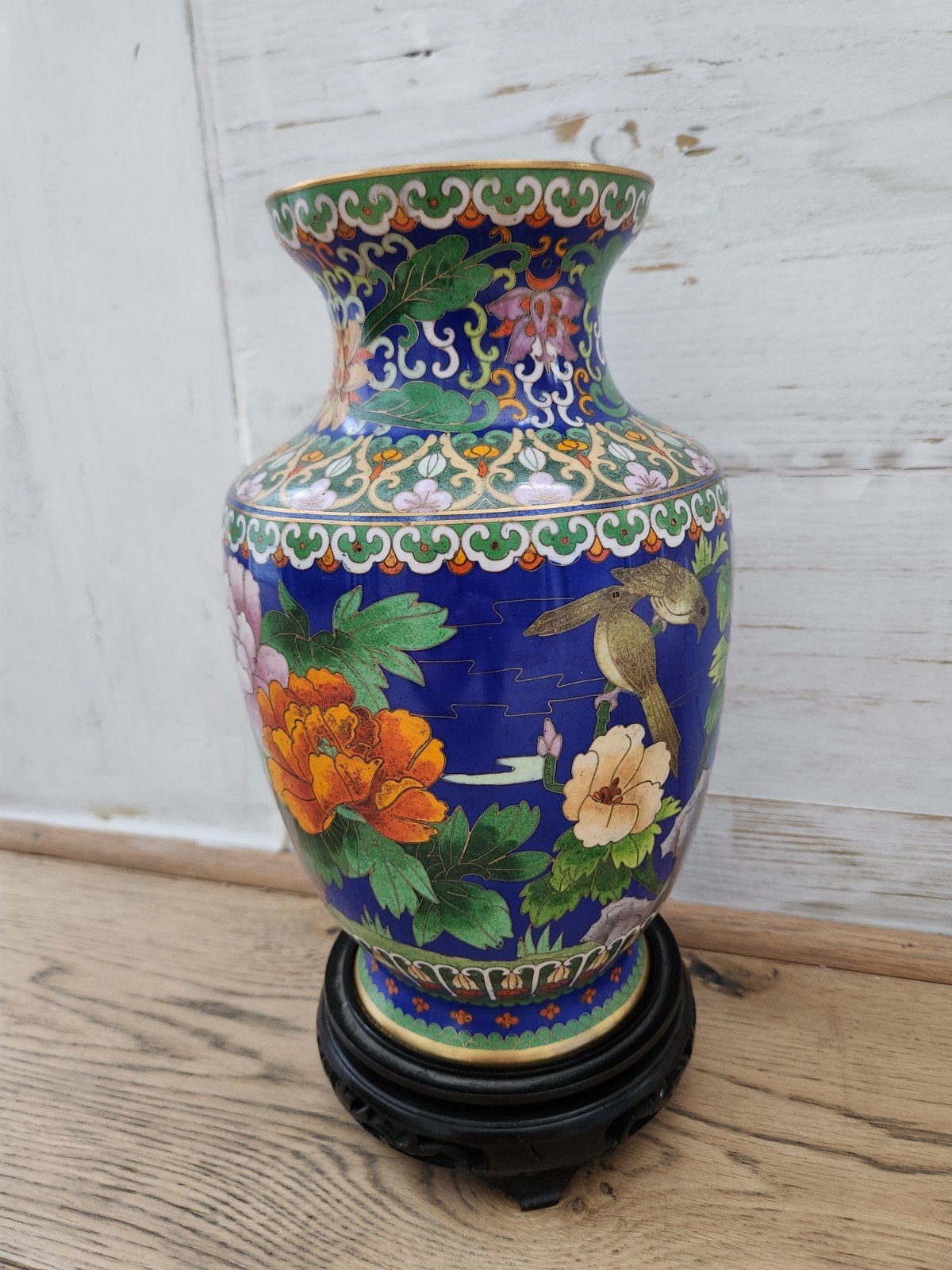 Vase émail cloisonné H35cm, Enlèvement ou Envoi