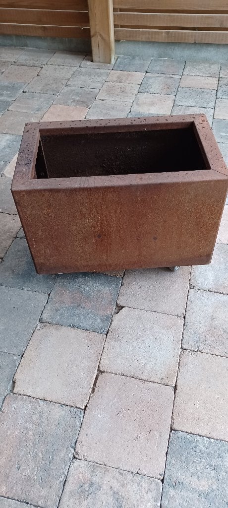 Bloembak in cortenstaal, Tuin en Terras, Ophalen, Gebruikt, Minder dan 60 cm, Balkon