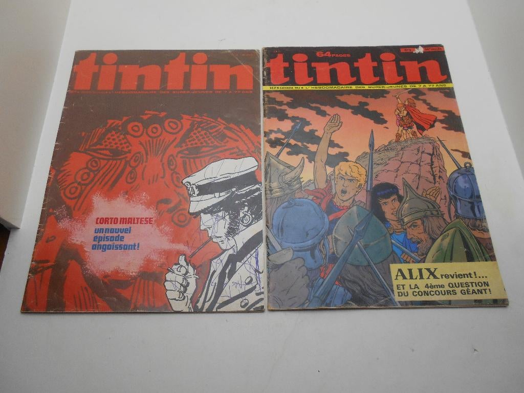 2 anciens magazines Tintin  1971 et 1975, Enlèvement ou Envoi, Utilisé