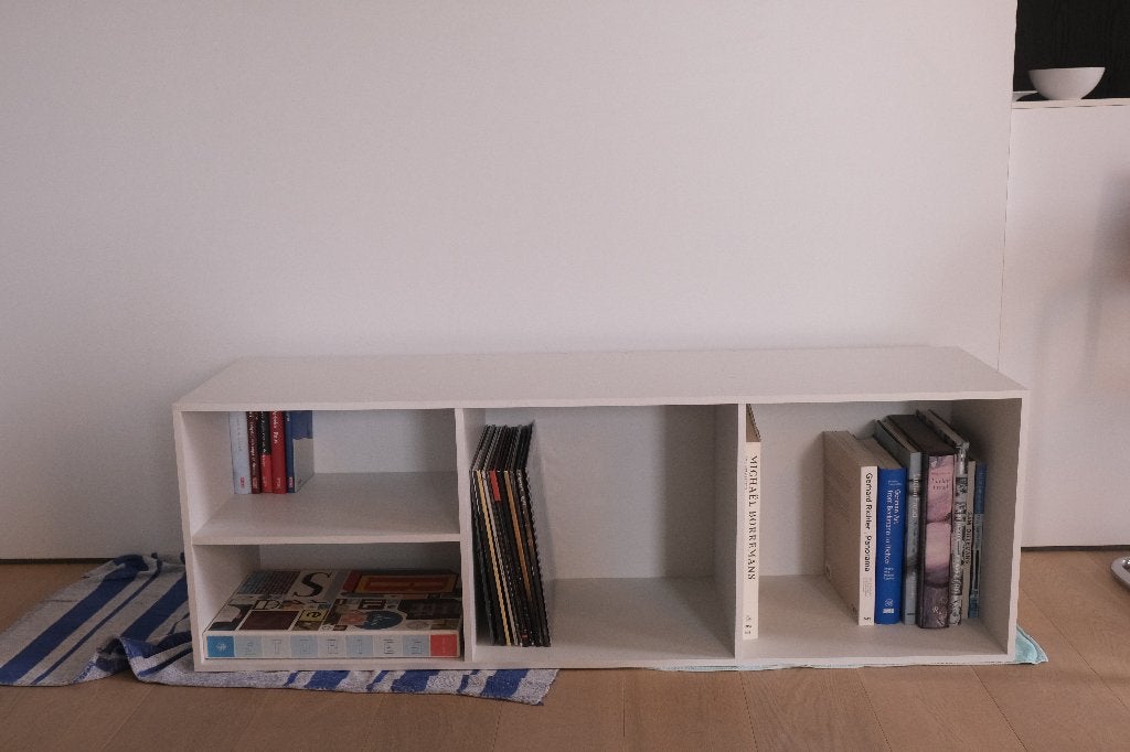 Open rek voor boeken en/of lp's, zwevende wandmontage., Huis en Inrichting, Ophalen, Overige materialen, Gebruikt, 100 tot 150 cm