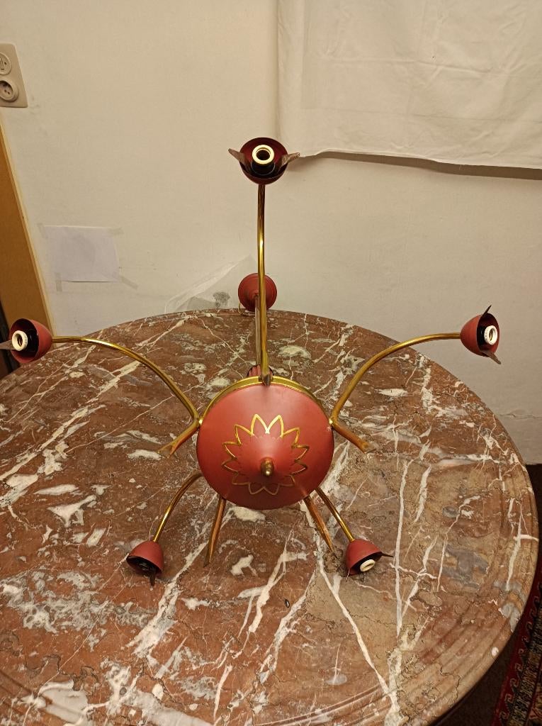 Vintage luster jaren '70, Huis en Inrichting, Lampen | Plafondlampen, Gebruikt, Metaal, Ophalen