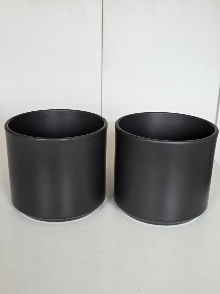 2 pots de fleurs gris foncé/noir, Enlèvement ou Envoi, Neuf, Terracotta
