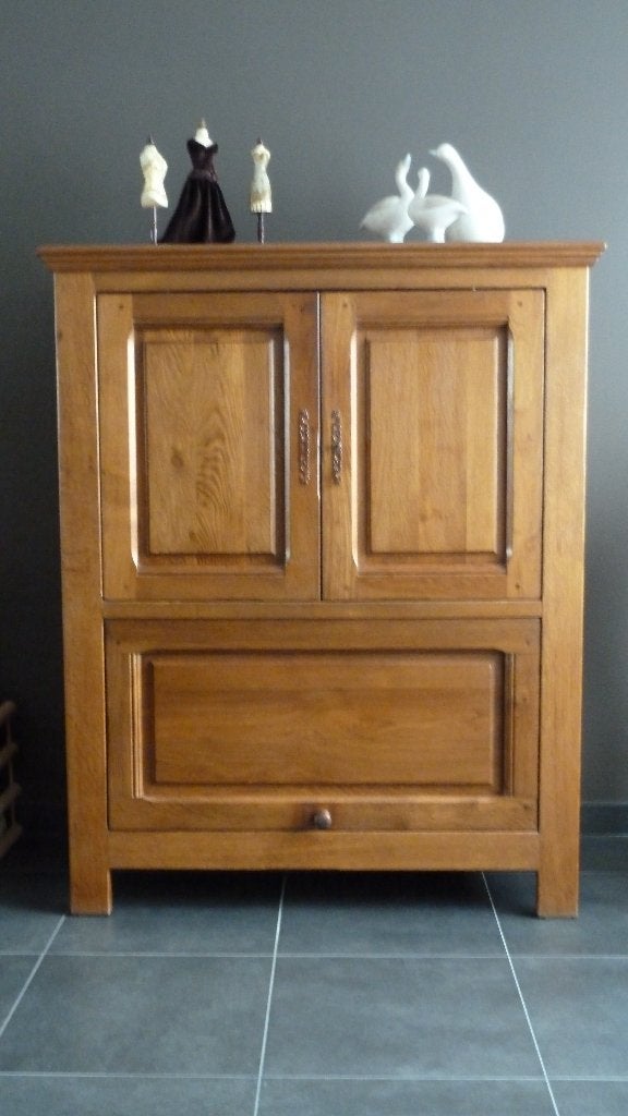 Tv-meubel: massief hout, Huis en Inrichting, Ophalen, Gebruikt, 100 tot 150 cm, 100 tot 150 cm