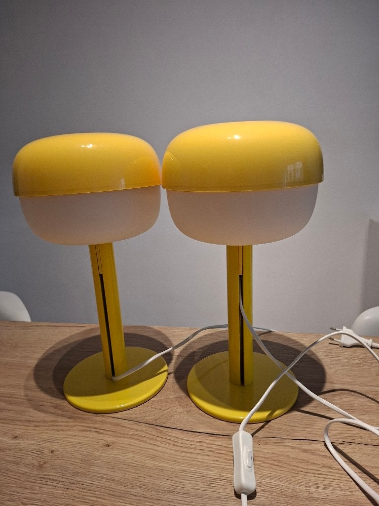 2 tafellampen Blasverk (Ikea) geel, Huis en Inrichting, Ophalen, Kunststof, Paddenstoellamp, E14 (klein)
