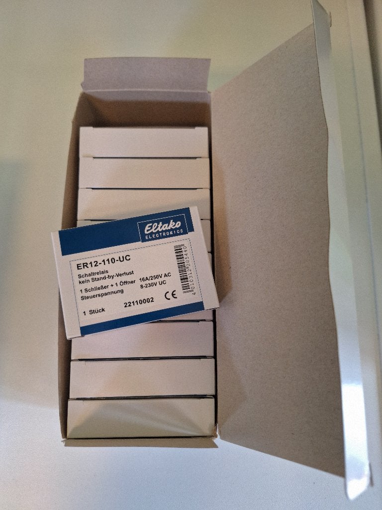 Eltako ER12-110-UC schakelrelais – nieuw in doos – 10 stuks, Doe-het-zelf en Bouw, Elektriciteit en Kabels, Verzenden, Nieuw, Relais