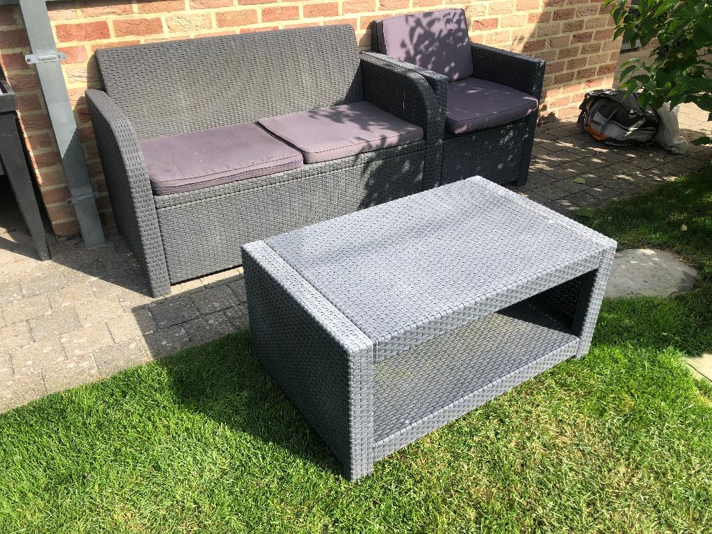 Loungeset, Rotin, 3 places, Enlèvement, Utilisé
