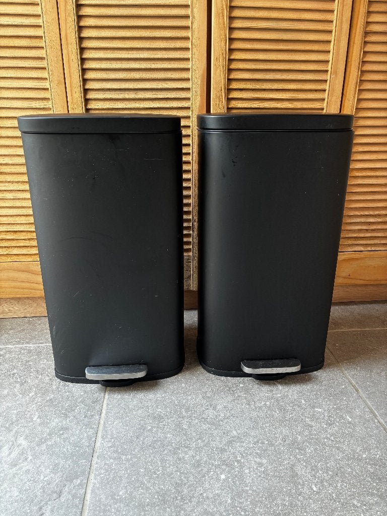 vuilnisbak pedaalemmer 50 liter, mat zwart, Huis en Inrichting, Ophalen, 50 – 75, Gebruikt, Met pedaal