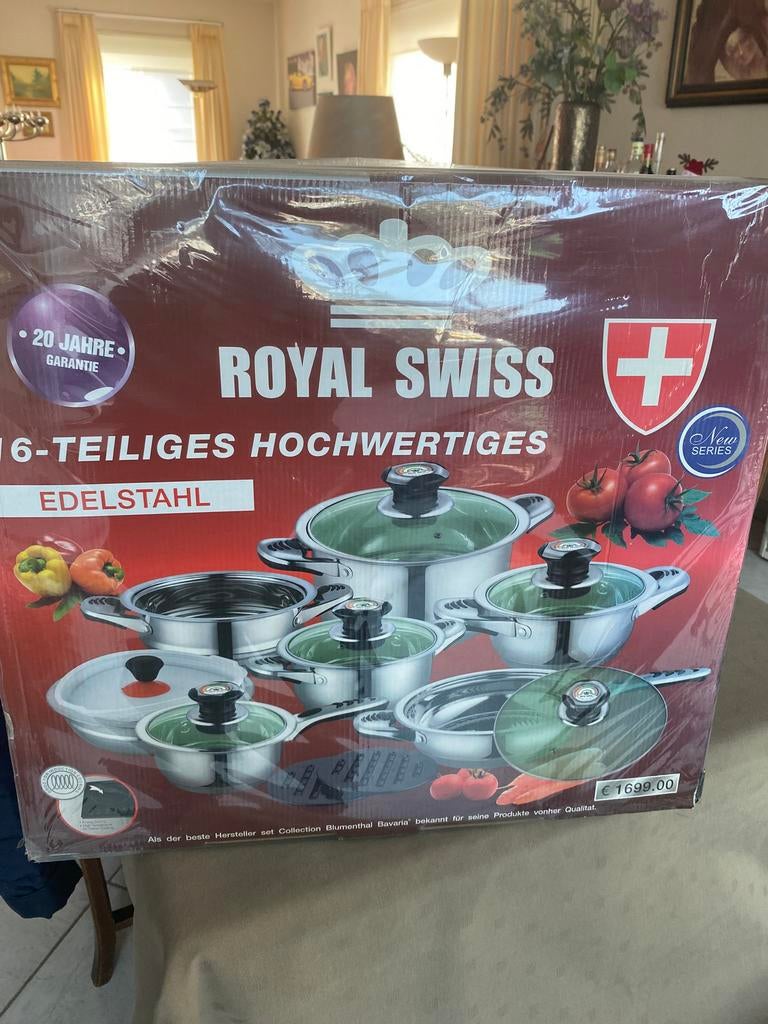 16 delig pannenset in edelstaal, Huis en Inrichting, Keuken | Potten en Pannen, Ophalen, Nieuw