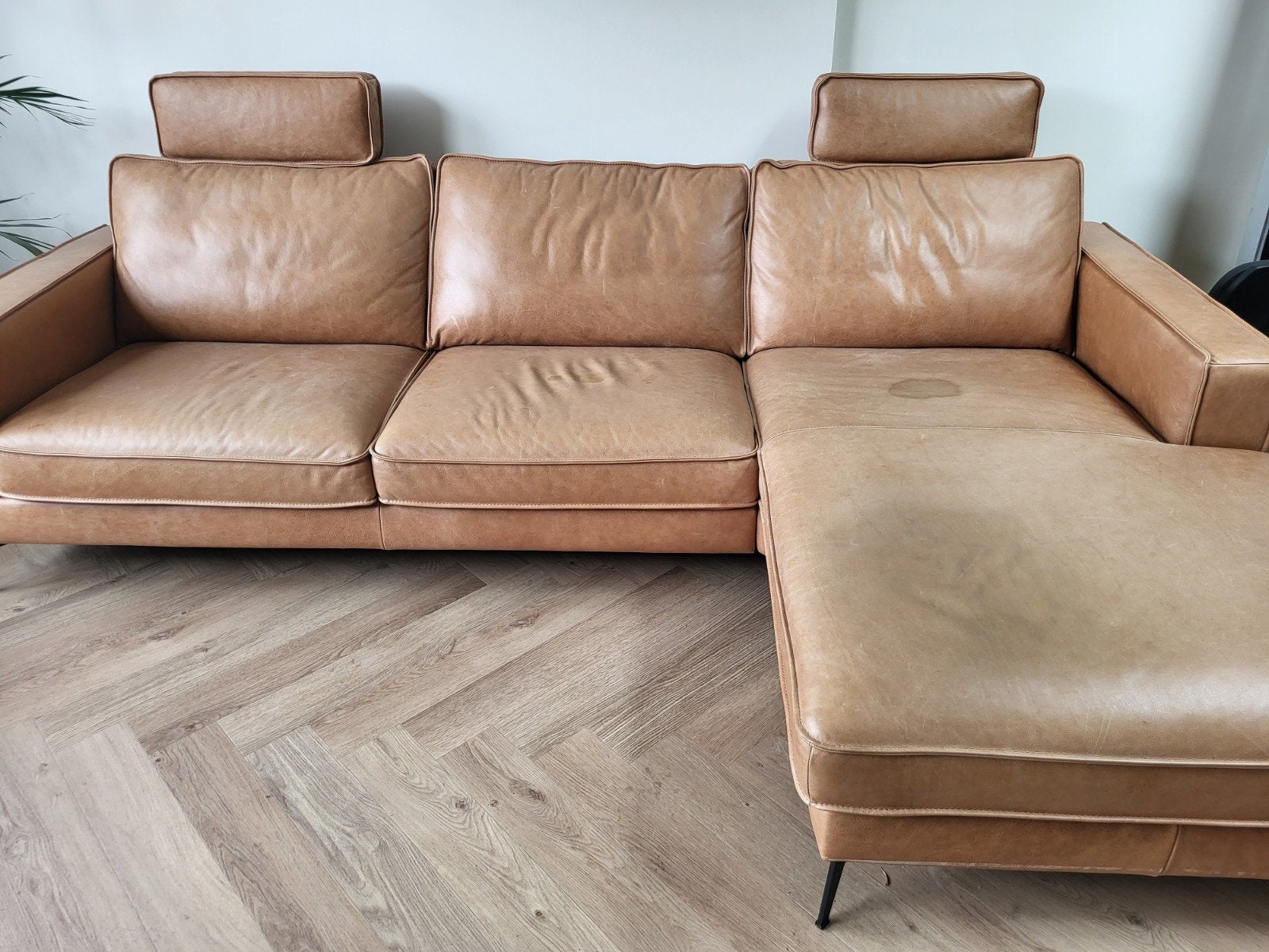 zetel leder cognac, Ophalen, Gebruikt, Leer, Vintage