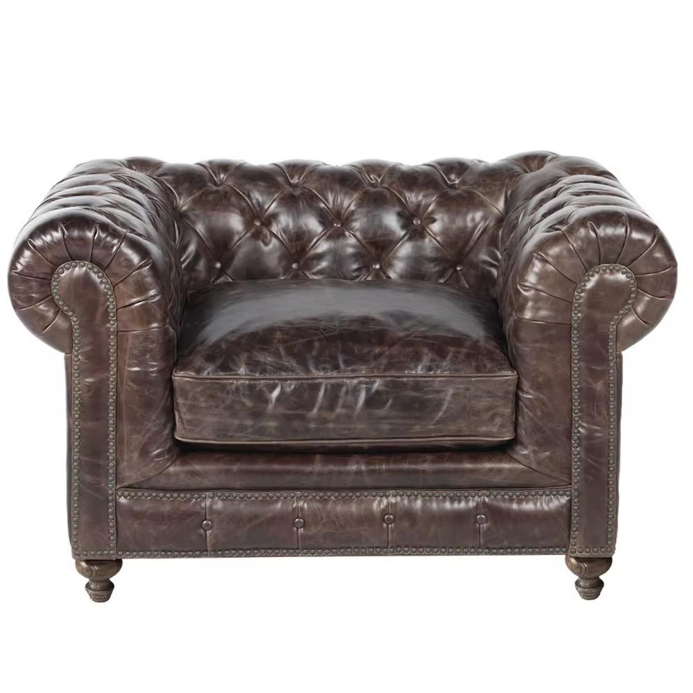 Leren Chesterfield Fauteuil – Tufted Cigar Club - Stoel, Ophalen of Verzenden, Nieuw, Leer