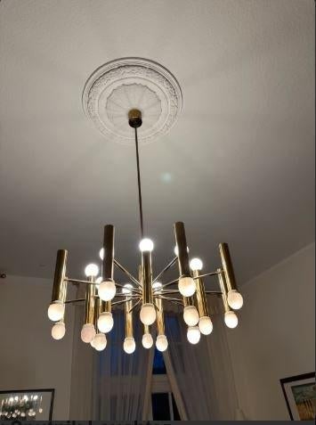 vintage kroonluchter sputnik design Doria 36 lampen xl, Huis en Inrichting, Ophalen, Zo goed als nieuw, Metaal, Mid-century