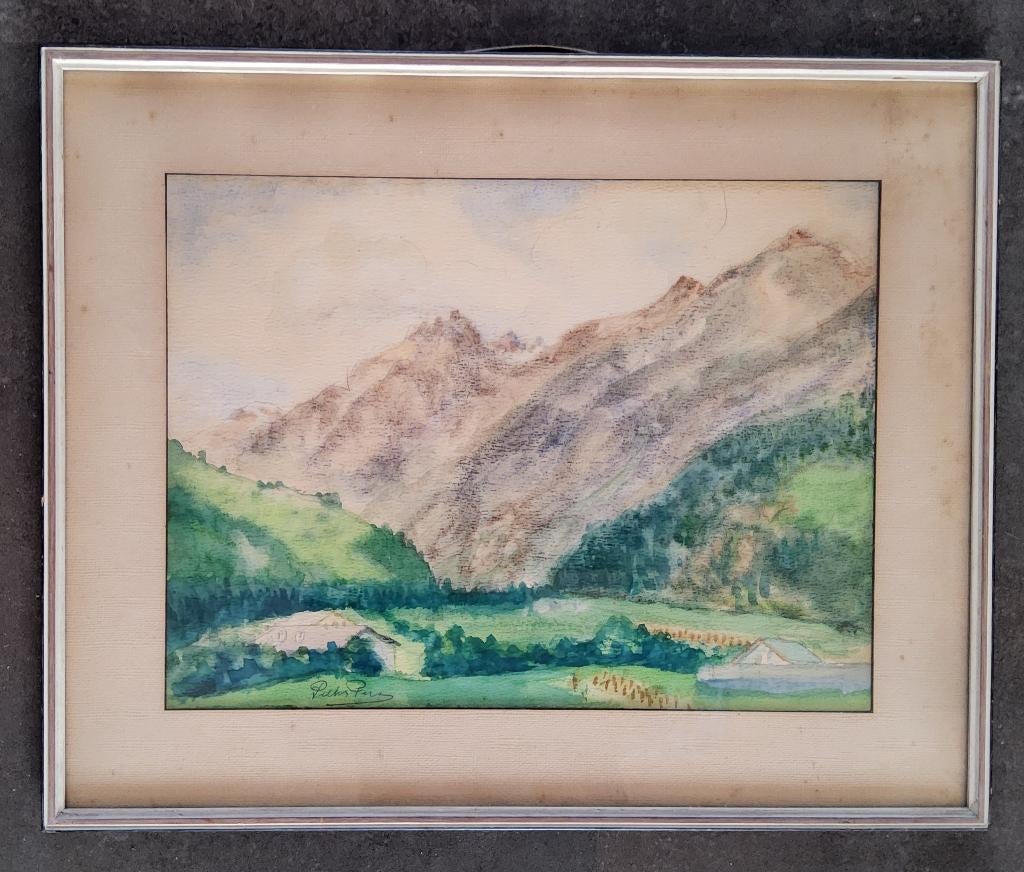Aquarel Berglandschap door Pieter Pas, Antiek en Kunst, Ophalen of Verzenden