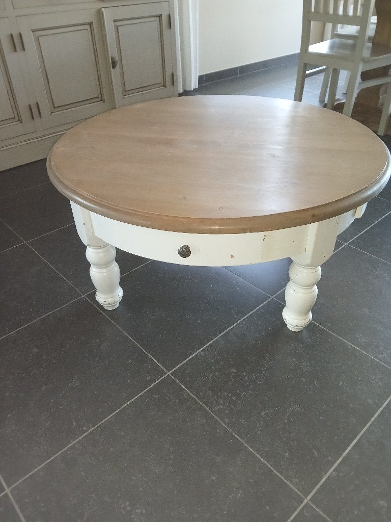 Mooi houten salon tafeltje 100cm, Huis en Inrichting, Tafels | Salontafels, Ophalen, Gebruikt, 50 tot 100 cm, Rond