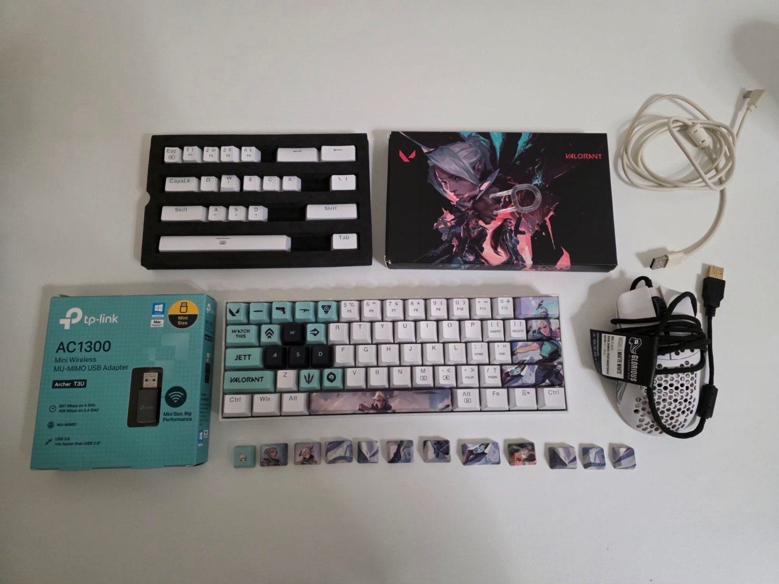 Redragon K630W  + Glorious Model O + Custom Keycaps, Computers en Software, Toetsenborden, Ophalen, Qwerty, Gebruikt