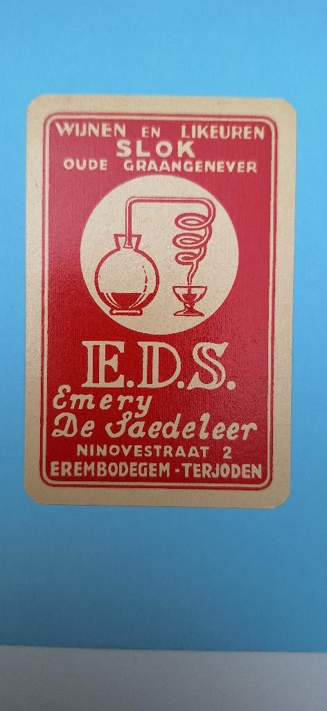 Carte à jouer Erembodegem_Graangenever Slok_rood_196, Enlèvement ou Envoi, Utilisé, Carte(s) à jouer