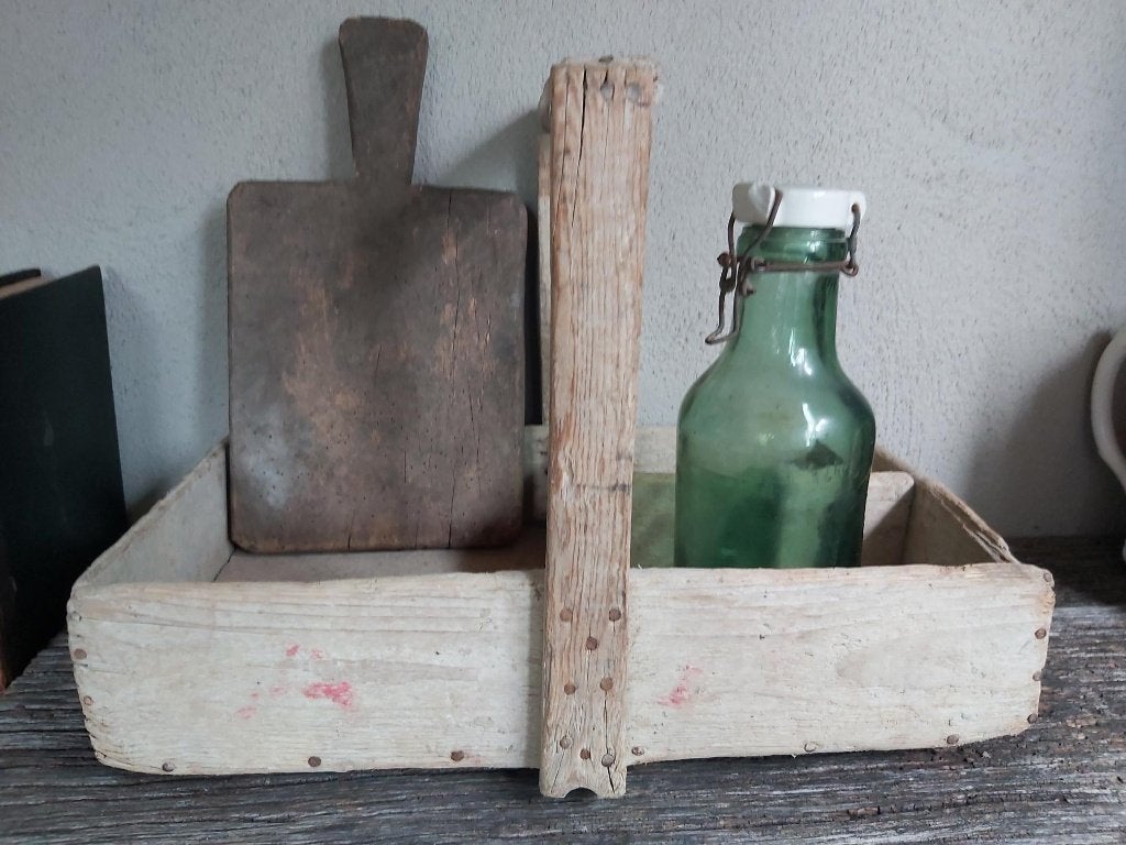 Leuke oude houten handgemaakte hengsel bak / kist, Antiek en Kunst, Ophalen of Verzenden