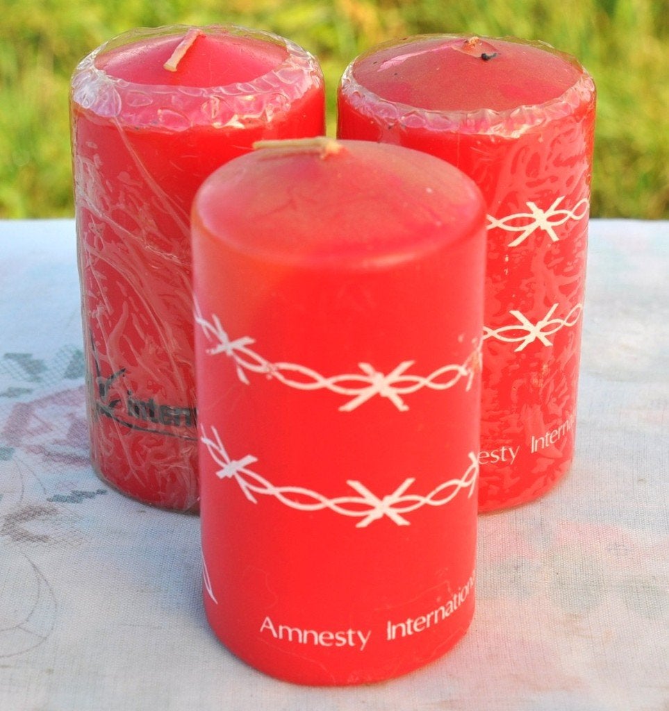 3 bougies amnistie international, Bougie, Neuf, Rouge, 12 cm