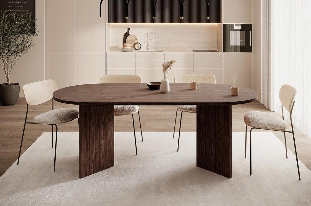 tafel ovaal 204x90 cm walnoot bruin  nieuw, Huis en Inrichting, Ophalen, Nieuw, Ovaal