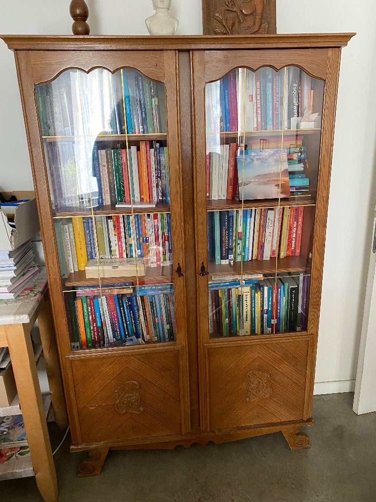 Vitrinekast vintage, Huis en Inrichting, Kasten | Buffetkasten, Ophalen, Gebruikt, Met deur(en)